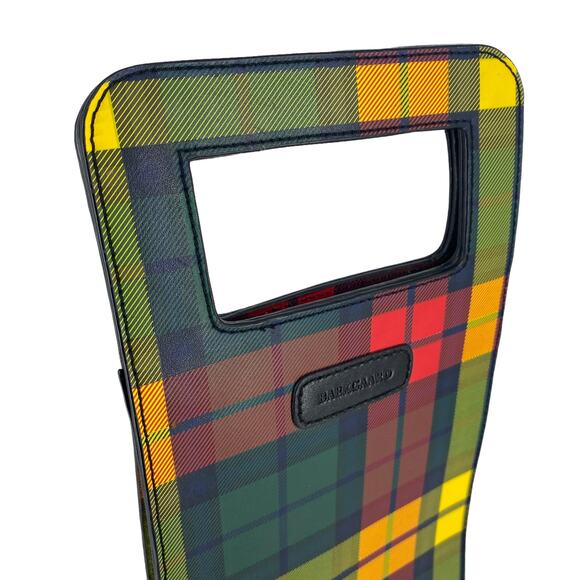 BAEKGAARD Wine Carrier Tote Bag Caddy with Magnetic Handle Plaid Holiday - Picture 2 of 8